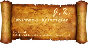 Jablonszky Krisztofer névjegykártya